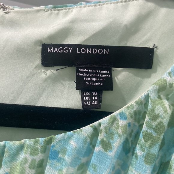 Maggy London size 10 blue and green midi dress NWT accordion fold  fan fold - Picture 8 of 13